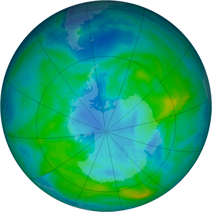 Antarctic ozone map for 01 April 1992